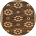 Round Machine Washable Abstract Red Brown Rug, wshabs125