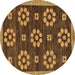 Round Machine Washable Abstract Brown Modern Rug, wshabs125brn