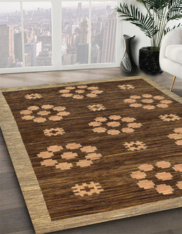 Abstract Red Brown Modern Rug in Family Room, abs125