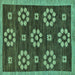 Square Machine Washable Abstract Turquoise Modern Area Rugs, wshabs125turq