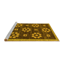 Sideview of Machine Washable Abstract Yellow Modern Rug, wshabs125yw