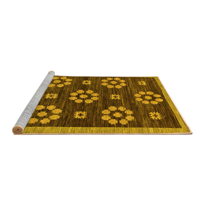 Sideview of Machine Washable Abstract Yellow Modern Rug, wshabs125yw