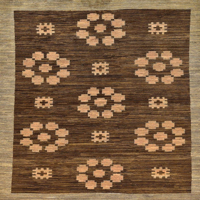 Square Machine Washable Abstract Red Brown Rug, wshabs125