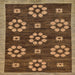 Square Machine Washable Abstract Red Brown Rug, wshabs125