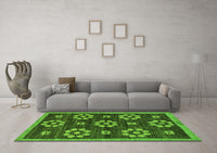 Machine Washable Abstract Green Modern Rug, wshabs125grn