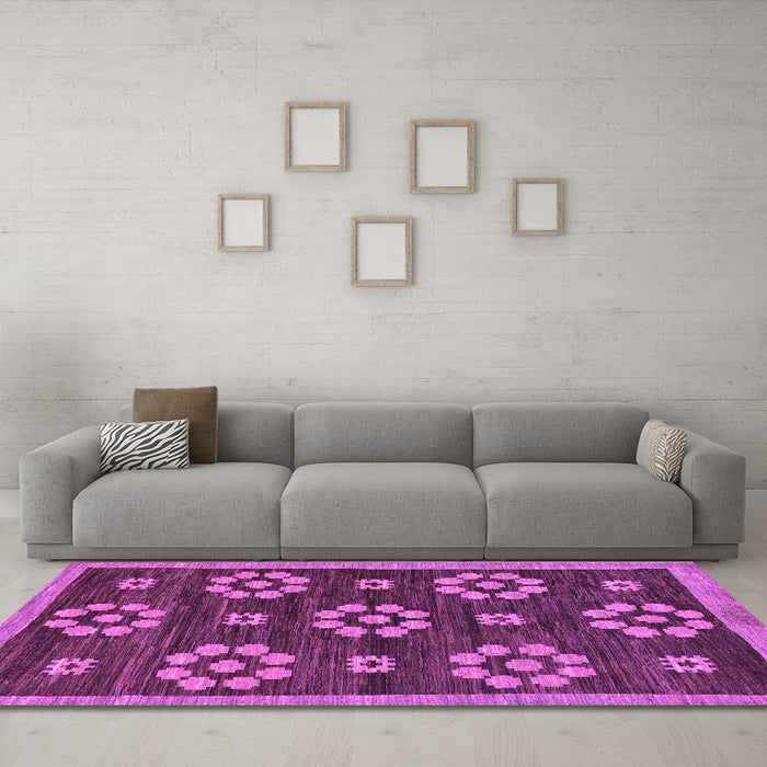 Machine Washable Abstract Purple Modern Area Rugs in a Living Room, wshabs125pur