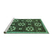 Sideview of Machine Washable Abstract Turquoise Modern Area Rugs, wshabs125turq