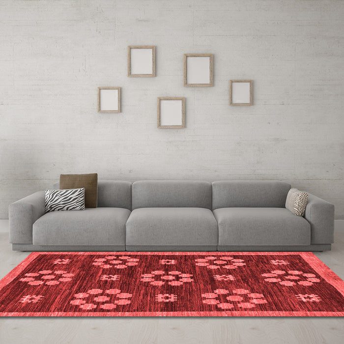 Modern Red Washable Rugs