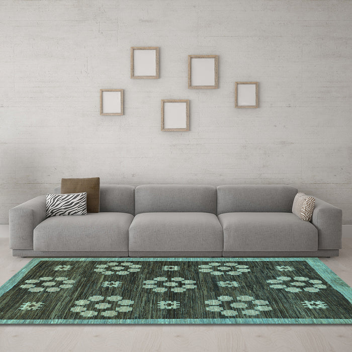Machine Washable Abstract Light Blue Modern Rug in a Living Room, wshabs125lblu