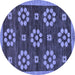 Round Machine Washable Abstract Blue Modern Rug, wshabs125blu