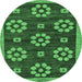 Round Machine Washable Abstract Emerald Green Modern Area Rugs, wshabs125emgrn