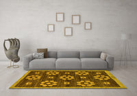 Machine Washable Abstract Yellow Modern Rug, wshabs125yw