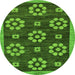 Round Machine Washable Abstract Green Modern Area Rugs, wshabs125grn