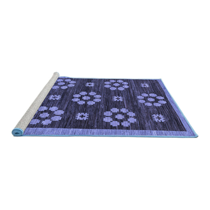 Sideview of Machine Washable Abstract Blue Modern Rug, wshabs125blu