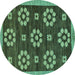 Round Abstract Turquoise Modern Rug, abs125turq