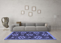 Machine Washable Abstract Blue Modern Rug, wshabs125blu