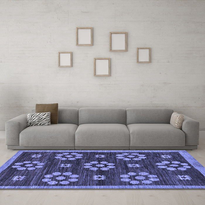 Machine Washable Abstract Blue Modern Rug in a Living Room, wshabs125blu