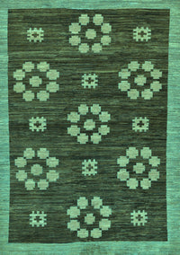 Abstract Turquoise Modern Rug, abs125turq