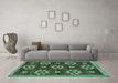 Machine Washable Abstract Turquoise Modern Area Rugs in a Living Room,, wshabs125turq