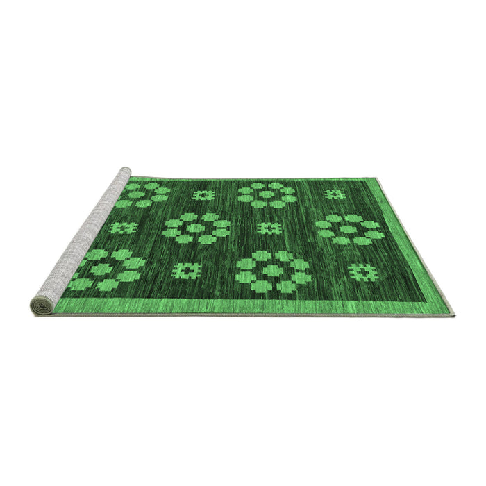 Sideview of Machine Washable Abstract Emerald Green Modern Area Rugs, wshabs125emgrn