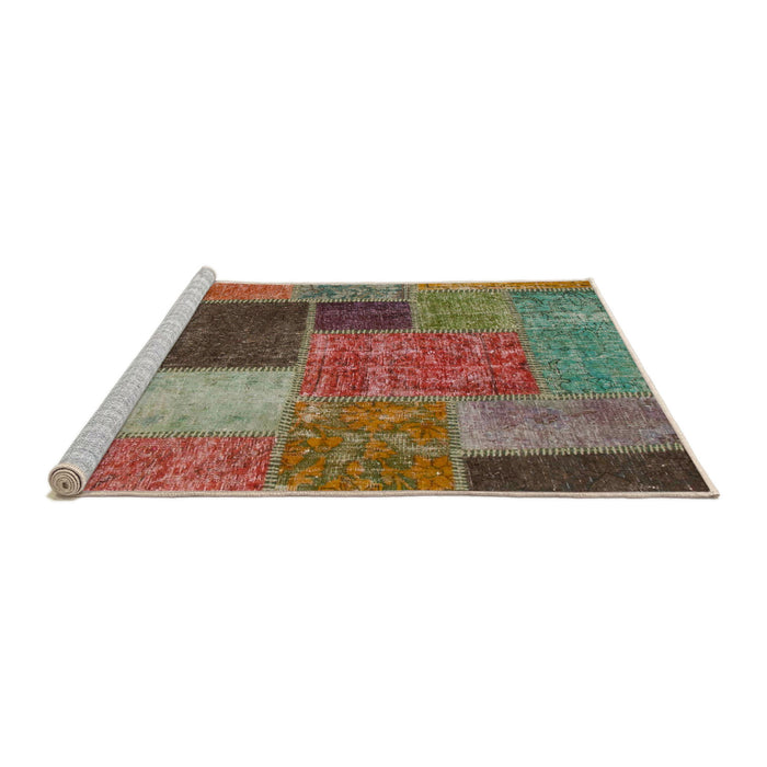 Sideview of Machine Washable Abstract Khaki Green Rug, wshabs1260