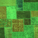 Square Patchwork Green Transitional Rug, abs1260grn