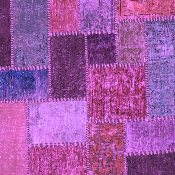 Square Machine Washable Patchwork Purple Transitional Area Rugs, wshabs1260pur