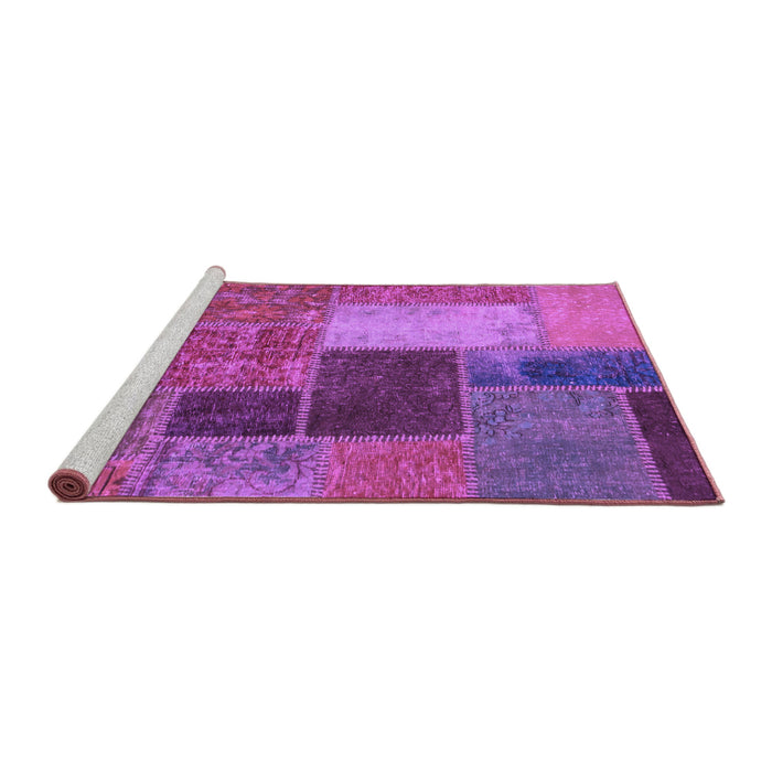 Sideview of Machine Washable Patchwork Purple Transitional Area Rugs, wshabs1260pur