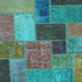 Square Machine Washable Patchwork Light Blue Transitional Rug, wshabs1260lblu