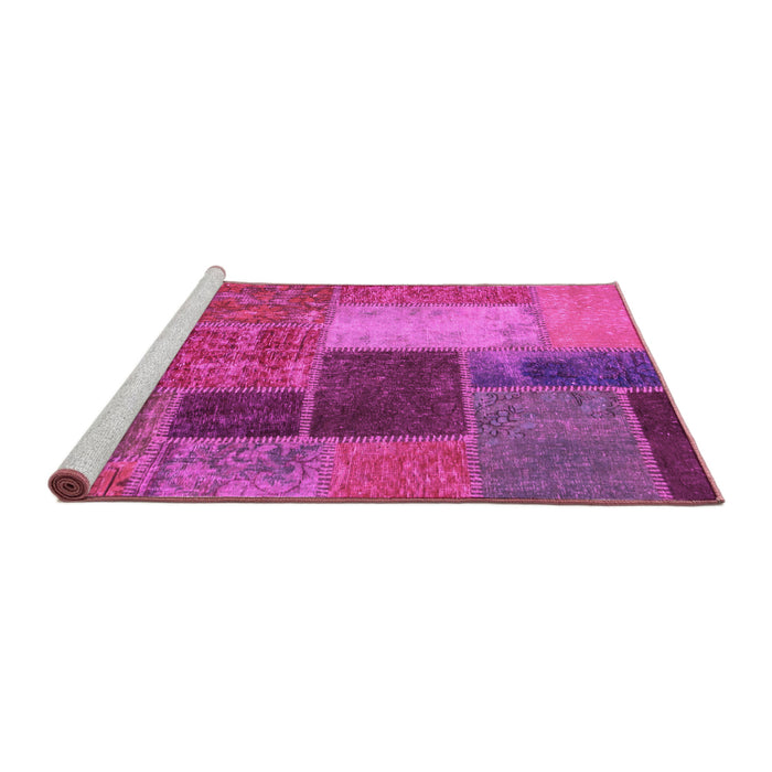 Sideview of Machine Washable Patchwork Pink Transitional Rug, wshabs1260pnk