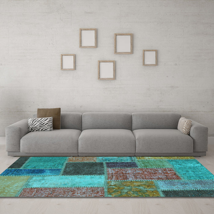 Machine Washable Patchwork Light Blue Transitional Rug in a Living Room, wshabs1260lblu