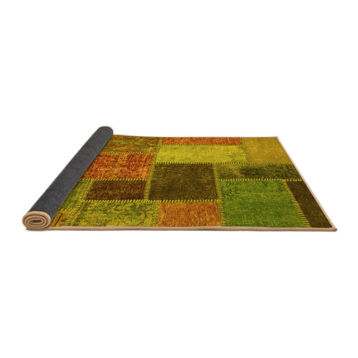 Sideview of Patchwork Yellow Transitional Rug, abs1260yw
