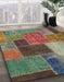 Abstract Khaki Green Patchwork Rug in Family Room, abs1260