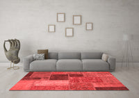 Machine Washable Patchwork Red Transitional Rug, wshabs1260red