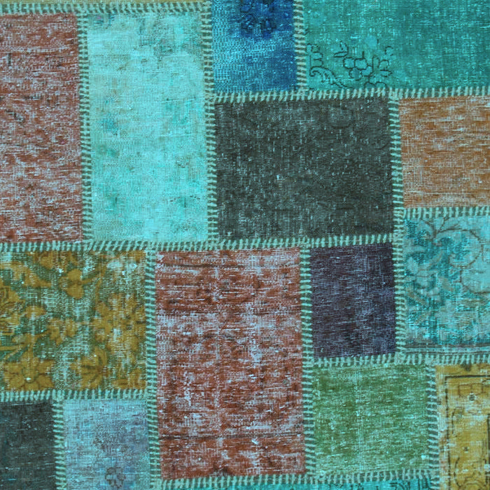Machine Washable Patchwork Light Blue Transitional Rug, wshabs1260lblu