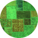 Round Patchwork Green Transitional Rug, abs1260grn