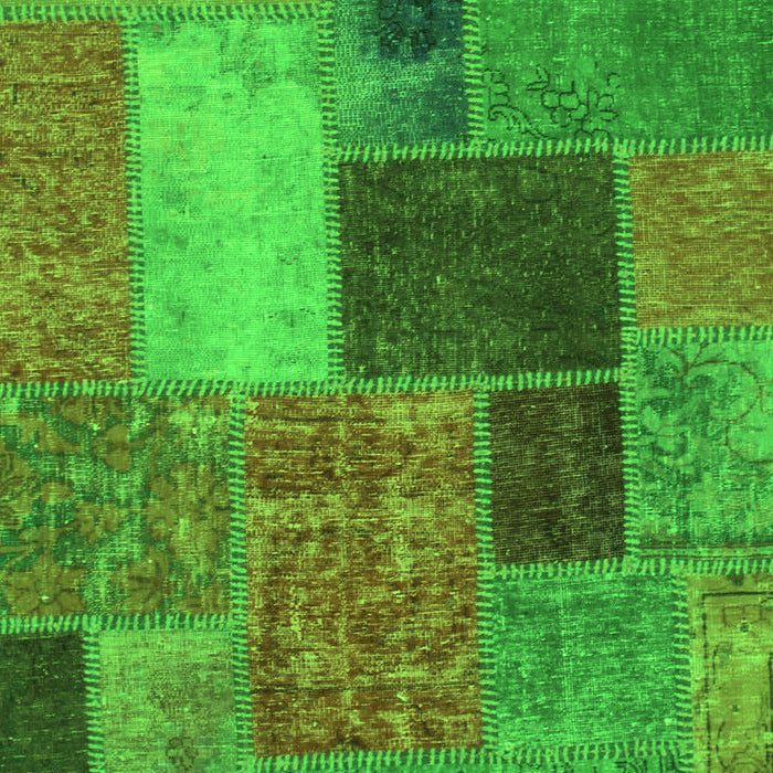 Machine Washable Patchwork Green Transitional Area Rugs, wshabs1260grn
