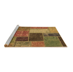 Sideview of Machine Washable Patchwork Brown Transitional Rug, wshabs1260brn