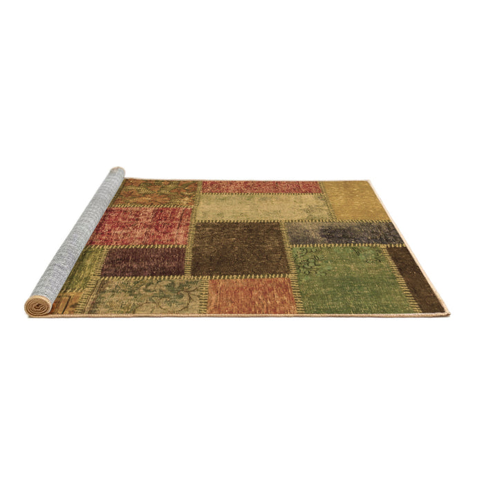 Sideview of Machine Washable Patchwork Brown Transitional Rug, wshabs1260brn