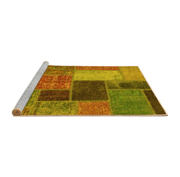 Sideview of Machine Washable Patchwork Yellow Transitional Rug, wshabs1260yw