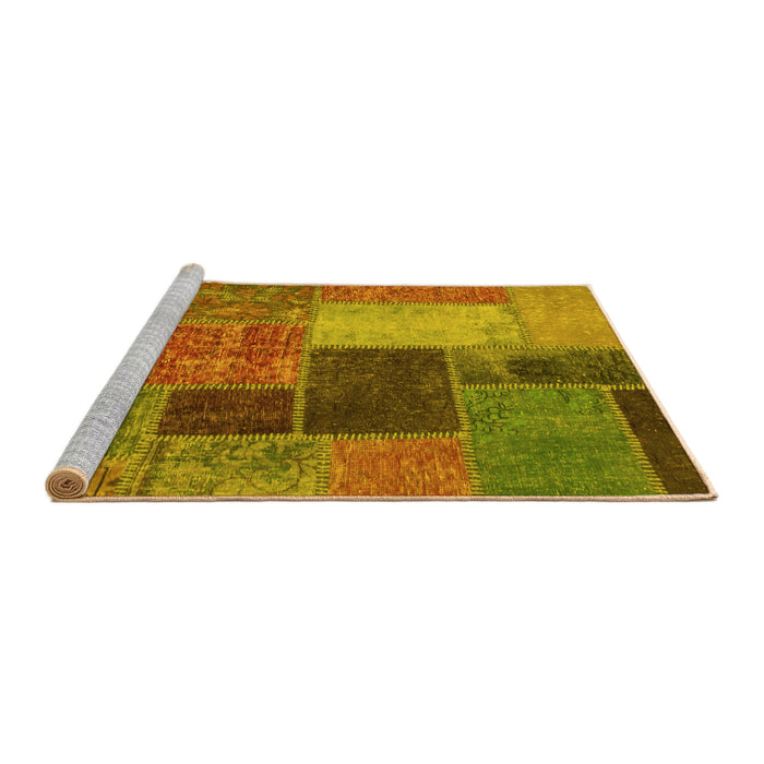 Sideview of Machine Washable Patchwork Yellow Transitional Rug, wshabs1260yw