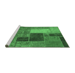 Sideview of Machine Washable Patchwork Emerald Green Transitional Area Rugs, wshabs1260emgrn