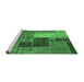 Sideview of Machine Washable Patchwork Emerald Green Transitional Area Rugs, wshabs1260emgrn