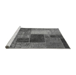 Sideview of Machine Washable Patchwork Gray Transitional Rug, wshabs1260gry