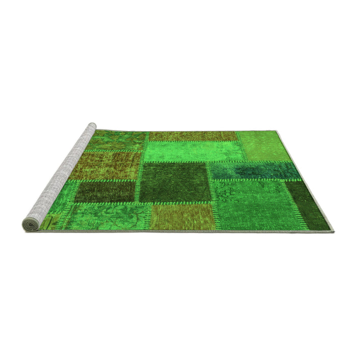 Sideview of Machine Washable Patchwork Green Transitional Area Rugs, wshabs1260grn