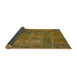 Sideview of Abstract Dark Brown Patchwork Rug, abs1261