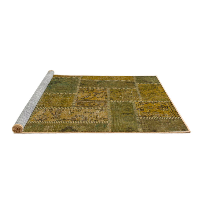 Sideview of Machine Washable Abstract Dark Golden Brown Rug, wshabs1261