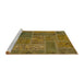 Sideview of Machine Washable Abstract Dark Golden Brown Rug, wshabs1261