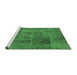 Sideview of Machine Washable Patchwork Emerald Green Transitional Area Rugs, wshabs1261emgrn