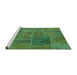 Sideview of Machine Washable Patchwork Turquoise Transitional Area Rugs, wshabs1261turq